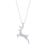 .35 ct CZ Rhodium Reindeer Pave Holiday Pendant - JGI - Flyclothing LLC
