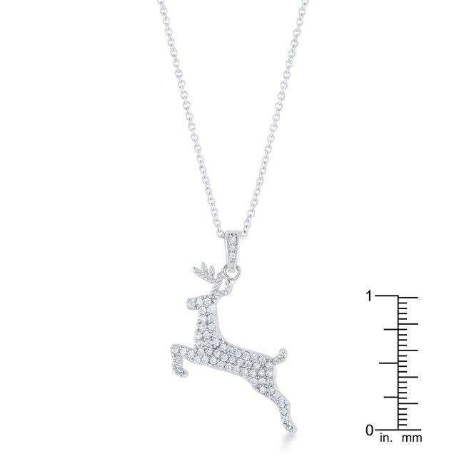 .35 ct CZ Rhodium Reindeer Pave Holiday Pendant - JGI - Flyclothing LLC