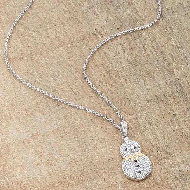.35 ct CZ Two-Tone Snowman Pave Holiday Pendant - JGI - Flyclothing LLC