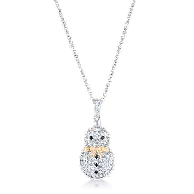 .35 ct CZ Two-Tone Snowman Pave Holiday Pendant - JGI - Flyclothing LLC