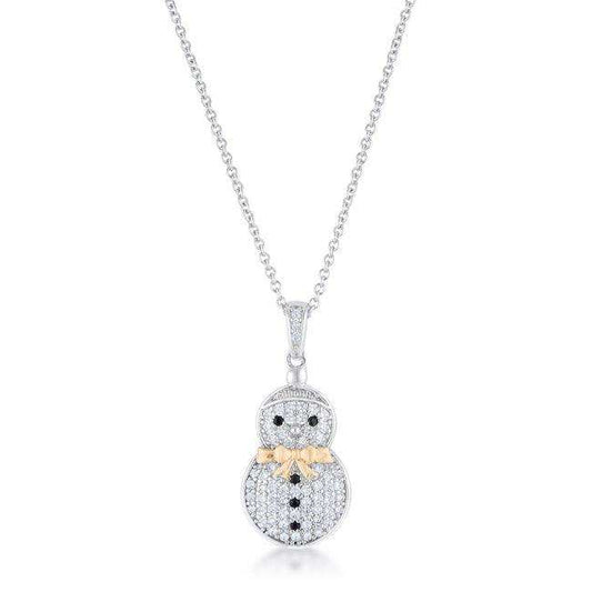 .35 ct CZ Two-Tone Snowman Pave Holiday Pendant - JGI - Flyclothing LLC