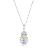 .35 ct CZ Two-Tone Snowman Pave Holiday Pendant - JGI - Flyclothing LLC