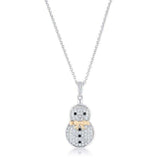 .35 ct CZ Two-Tone Snowman Pave Holiday Pendant - JGI - Flyclothing LLC