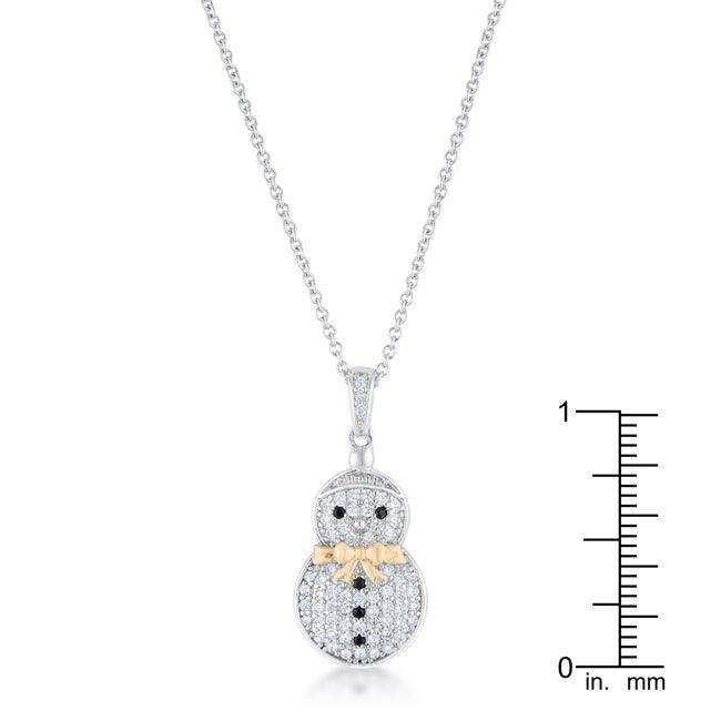 .35 ct CZ Two-Tone Snowman Pave Holiday Pendant - JGI - Flyclothing LLC
