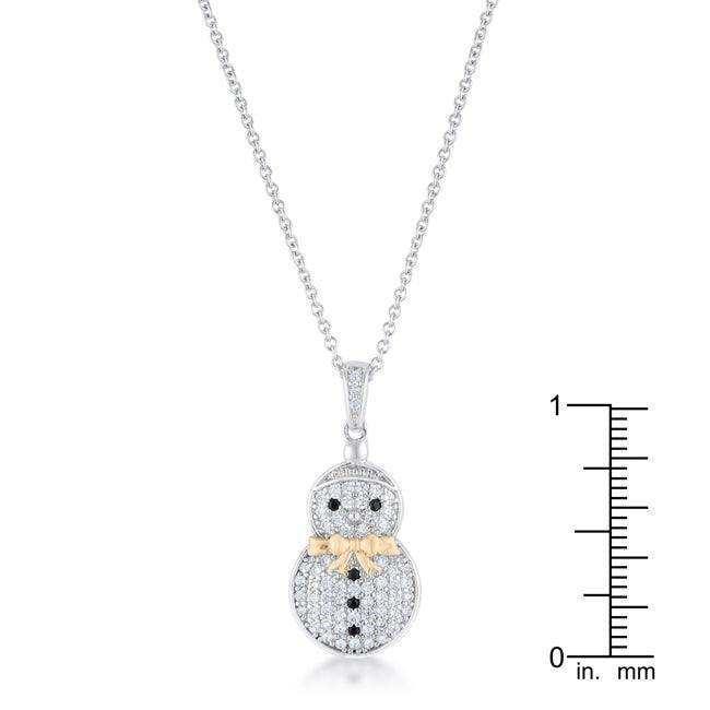 .35 ct CZ Two-Tone Snowman Pave Holiday Pendant - JGI - Flyclothing LLC