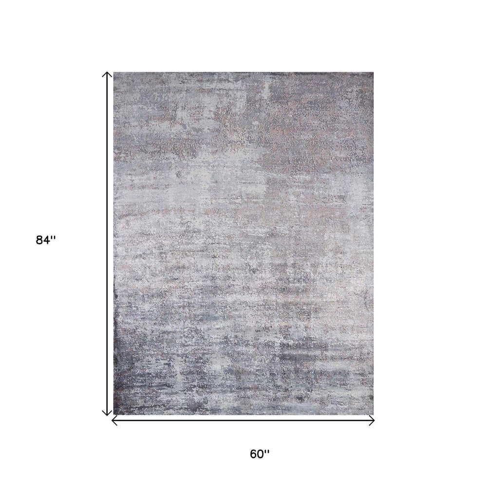 5' X 7' Viscose Slate Area Rug - Homeroots - Flyclothing LLC