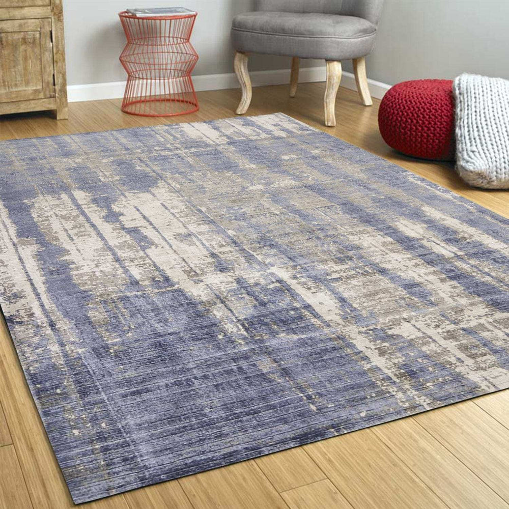 5' X 7' Grey Blue Hand Loomed Abstract Brushstroke Indoor Area Rug - Homeroots - Flyclothing LLC