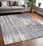 5' X 7' Grey Blue Hand Loomed Abstract Brushstroke Indoor Area Rug - Homeroots - Flyclothing LLC