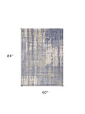 5' X 7' Grey Blue Hand Loomed Abstract Brushstroke Indoor Area Rug - Homeroots - Flyclothing LLC