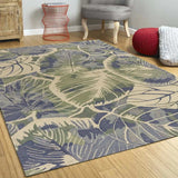 5' X 8' Blue Green Hand Tufted Caladium Indoor Area Rug - Homeroots - Flyclothing LLC