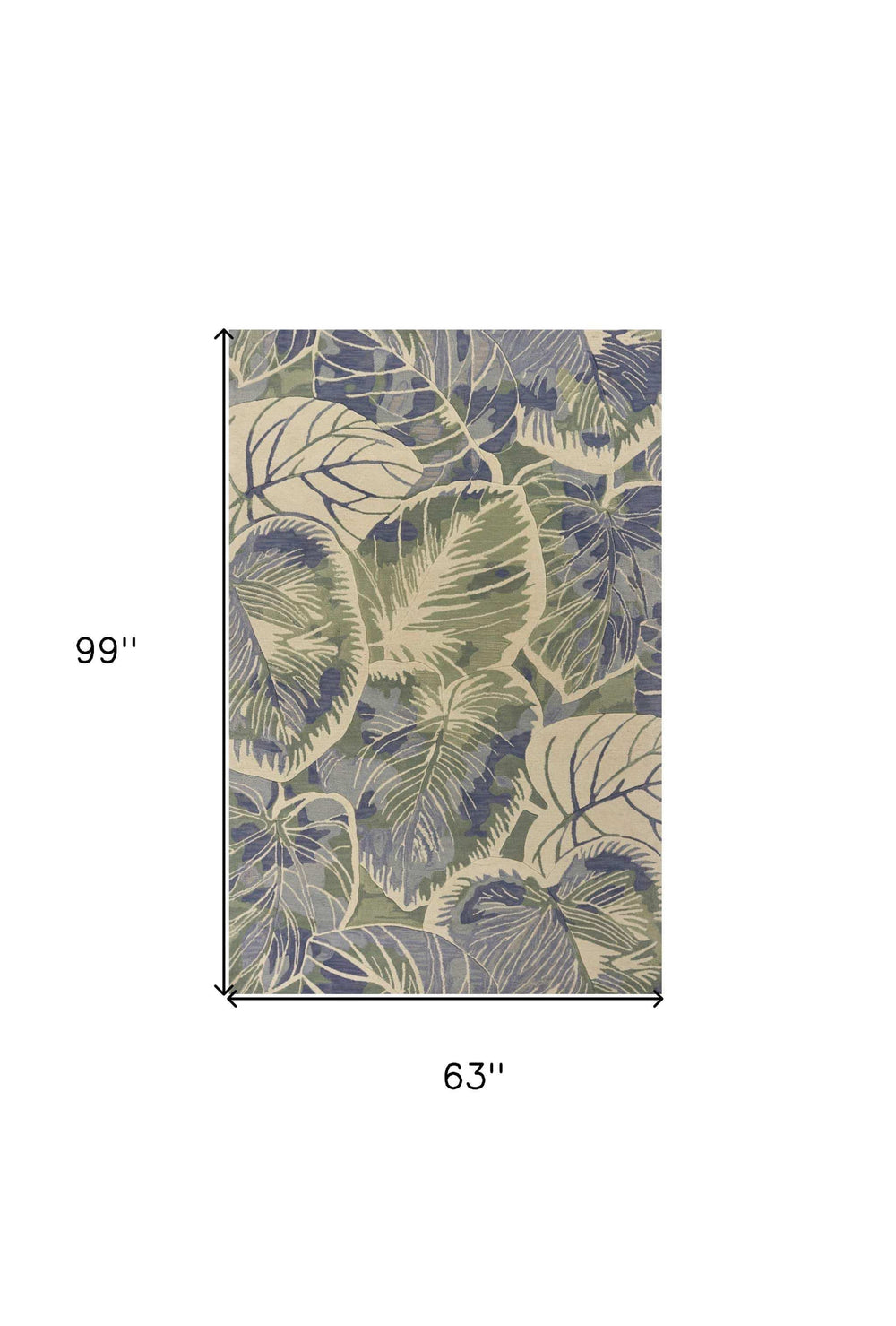 5' X 8' Blue Green Hand Tufted Caladium Indoor Area Rug - Homeroots - Flyclothing LLC