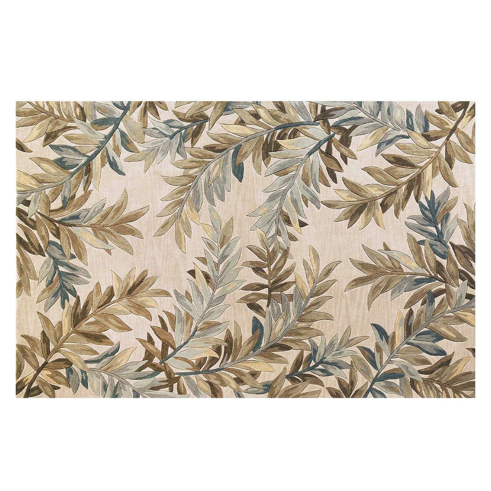 5' X 8' Ivory Hand Tufted Pinnate Fronds Indoor Area Rug - Homeroots - Flyclothing LLC