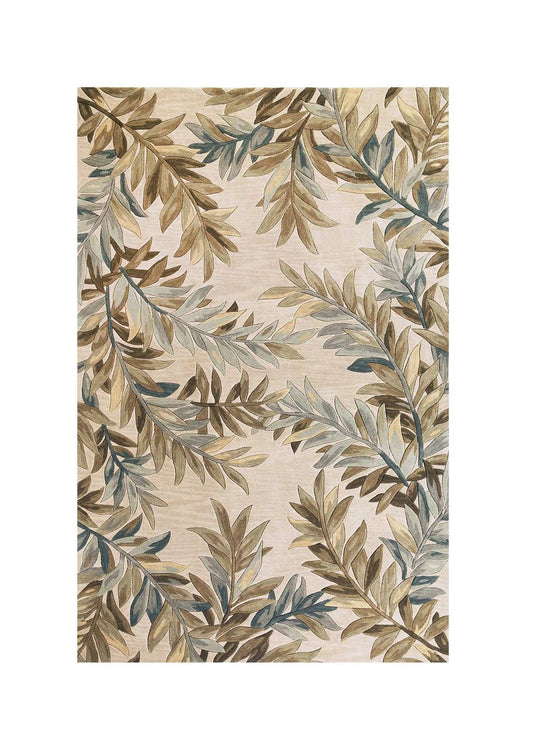 5' X 8' Ivory Hand Tufted Pinnate Fronds Indoor Area Rug - Homeroots - Flyclothing LLC