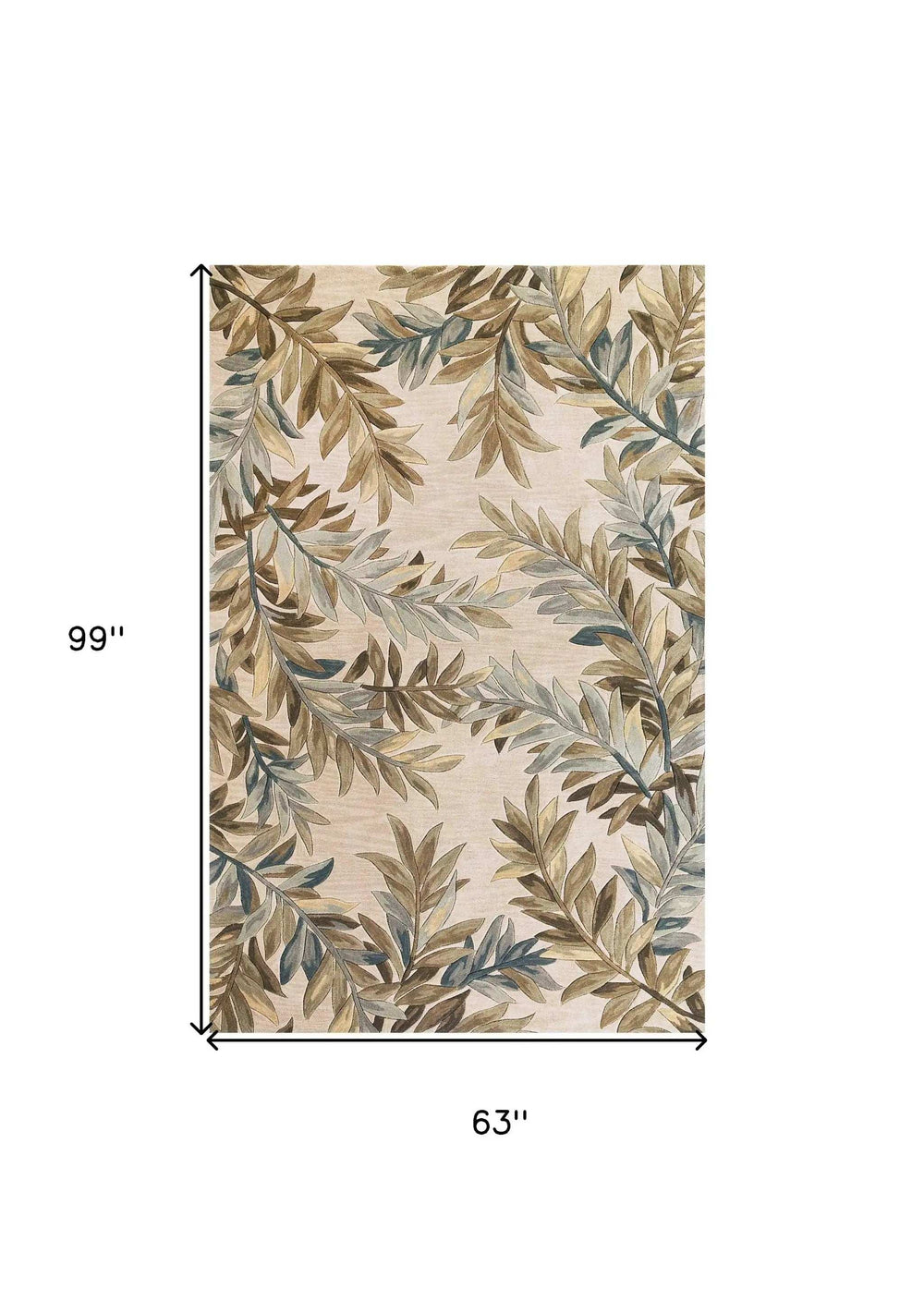 5' X 8' Ivory Hand Tufted Pinnate Fronds Indoor Area Rug - Homeroots - Flyclothing LLC