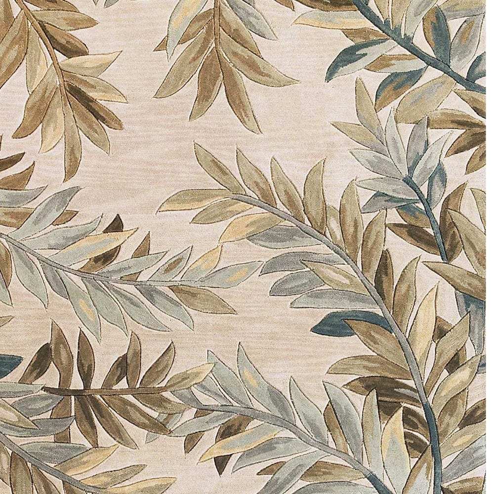 5' X 8' Ivory Hand Tufted Pinnate Fronds Indoor Area Rug - Homeroots - Flyclothing LLC