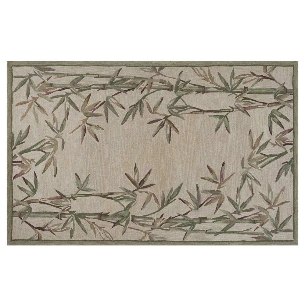 5' X 8' Ivory Hand Tufted Bordered Bamboo Indoor Area Rug - Homeroots - Flyclothing LLC