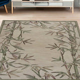 5' X 8' Ivory Hand Tufted Bordered Bamboo Indoor Area Rug - Homeroots - Flyclothing LLC