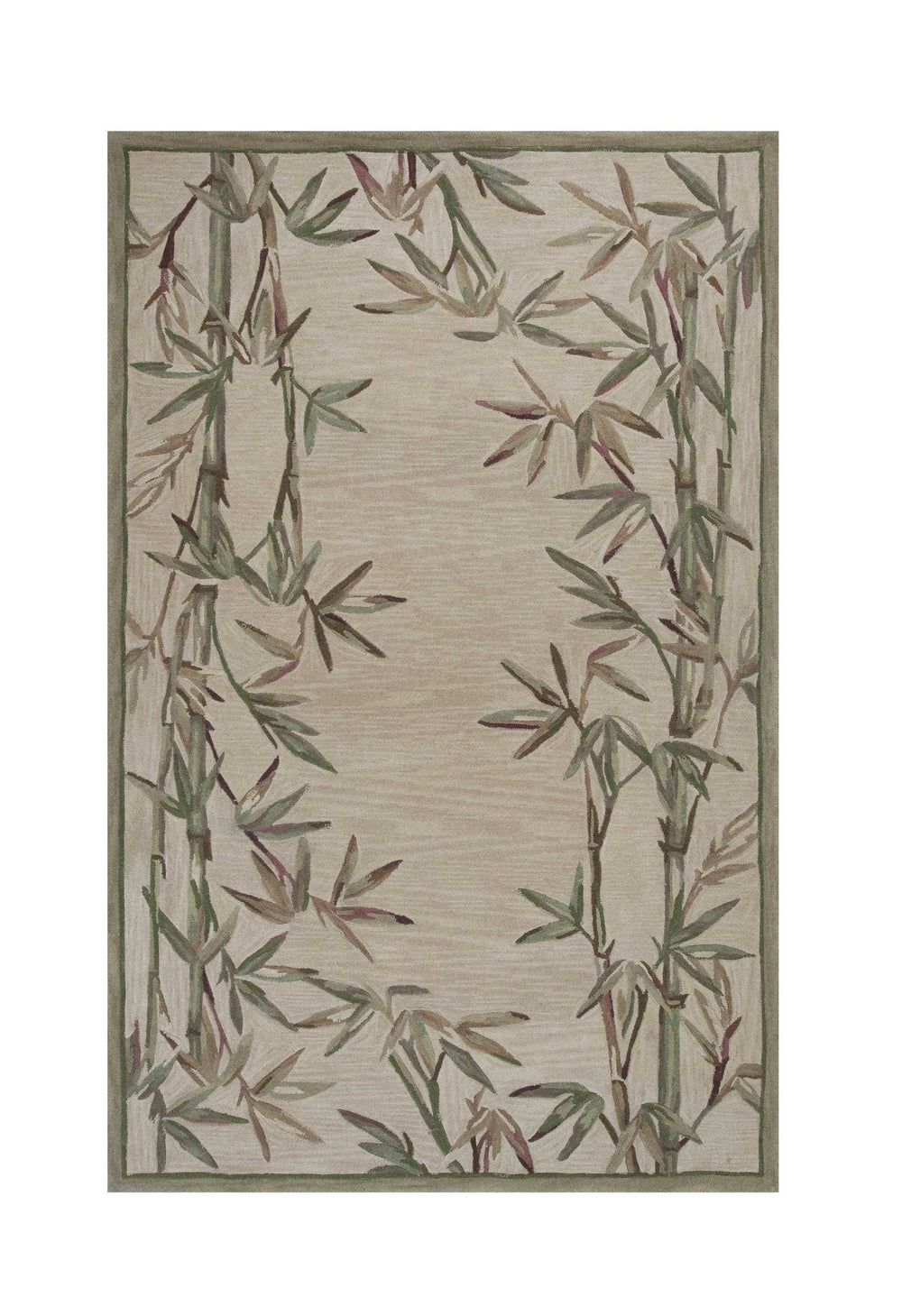 5' X 8' Ivory Hand Tufted Bordered Bamboo Indoor Area Rug - Homeroots - Flyclothing LLC