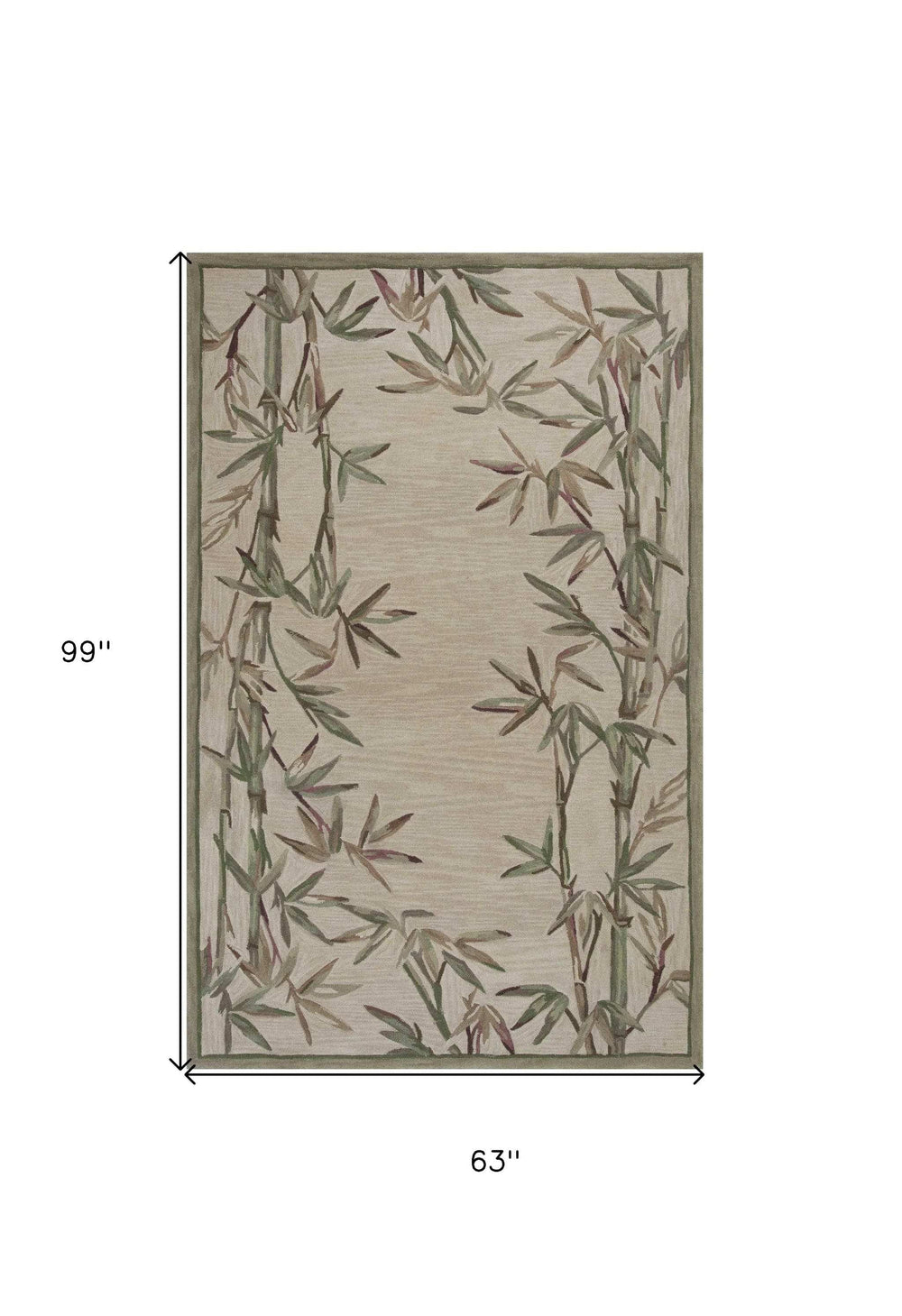 5' X 8' Ivory Hand Tufted Bordered Bamboo Indoor Area Rug - Homeroots - Flyclothing LLC