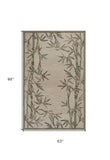 5' X 8' Ivory Hand Tufted Bordered Bamboo Indoor Area Rug - Homeroots - Flyclothing LLC
