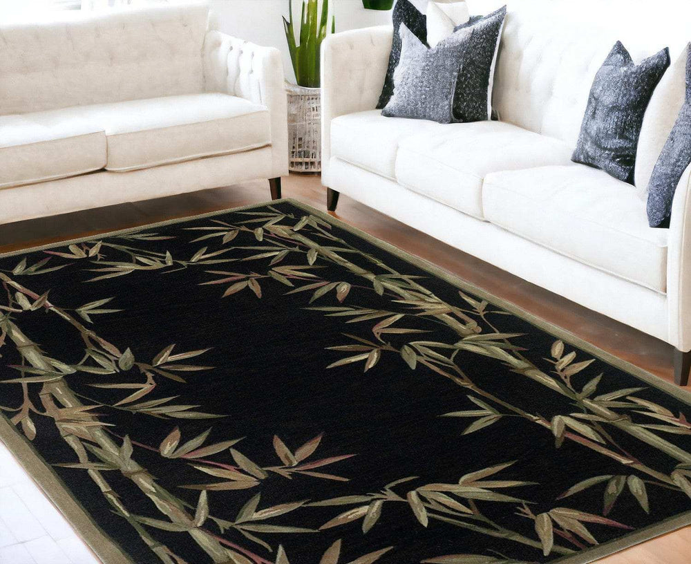 5' X 8' Wool Black Area Rug - Homeroots - Flyclothing LLC