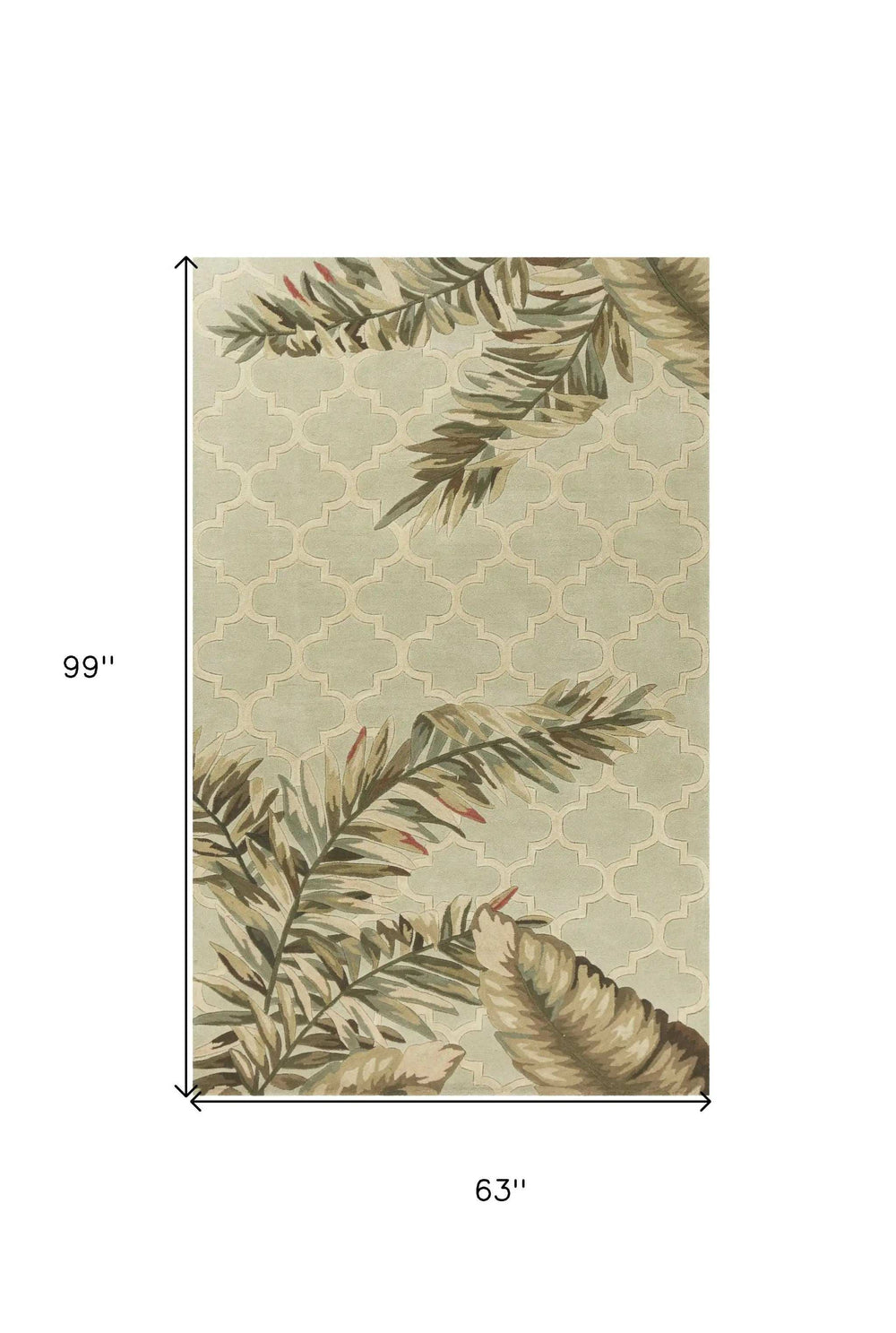 5' X 8' Sage Green Hand Tufted Tropical Quatrefoil Indoor Area Rug - Homeroots - Flyclothing LLC