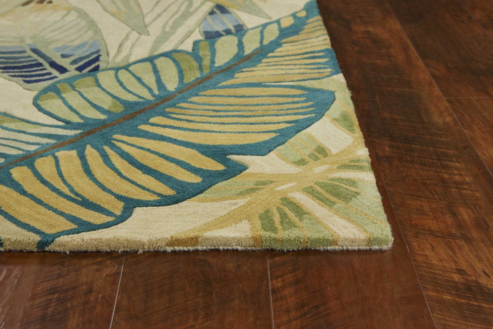5' X 8' Wool Ivory Or Teal Area Rug - Homeroots - Flyclothing LLC