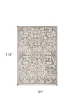 8' X 10' Ivory and Gray Floral Vines Distressed Area Rug - Homeroots - Flyclothing LLC