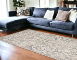 8' X 10' Ivory and Gray Floral Vines Distressed Area Rug - Homeroots - Flyclothing LLC