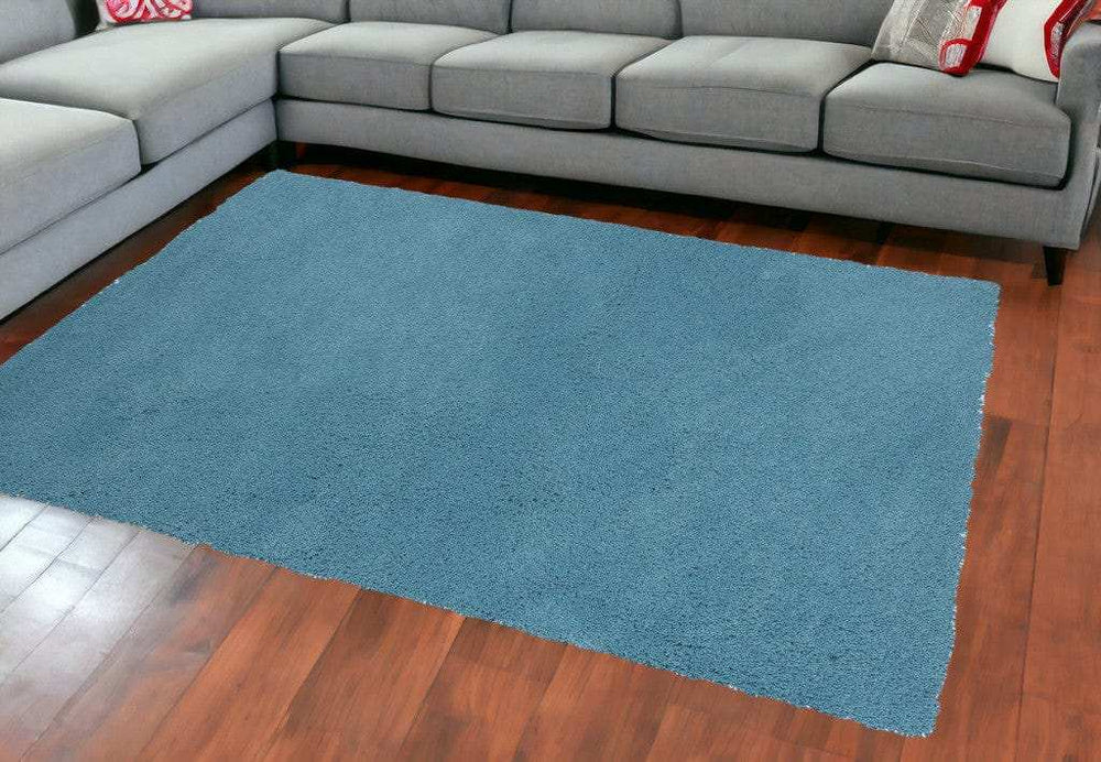 8' X 11' Highlighter Blue Indoor Shag Rug - Homeroots - Flyclothing LLC