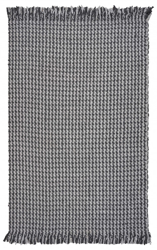 8' X 10' Grey Hand Woven Houndstooth Indoor Area Rug - Homeroots - Flyclothing LLC