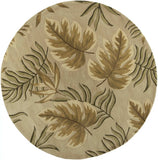 8' Sand Beige Hand Tufted Tropical Leaves Round Indoor Area Rug - Homeroots - Flyclothing LLC