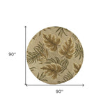 8' Sand Beige Hand Tufted Tropical Leaves Round Indoor Area Rug - Homeroots - Flyclothing LLC