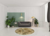 8' Sand Beige Hand Tufted Tropical Leaves Round Indoor Area Rug - Homeroots - Flyclothing LLC