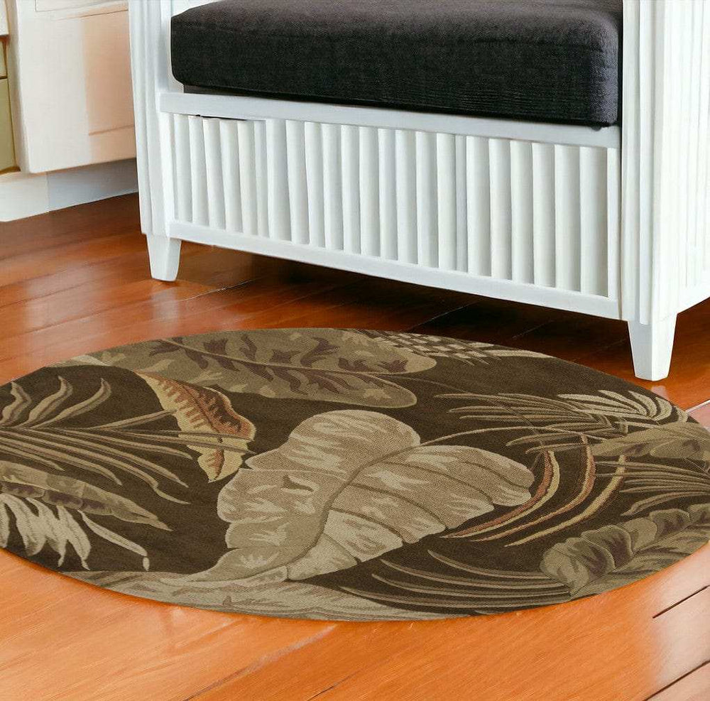 7' Round Wool Mocha Area Rug - Homeroots - Flyclothing LLC