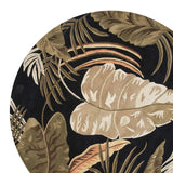 8' Midnight Black Hand Tufted Tropical Leaves Round Indoor Area Rug - Homeroots - Flyclothing LLC
