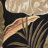 8' Midnight Black Hand Tufted Tropical Leaves Round Indoor Area Rug - Homeroots - Flyclothing LLC