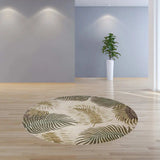 8' Natural Beige Hand Tufted Tropical Leaves Round Indoor Area Rug - Homeroots - Flyclothing LLC