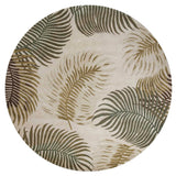 8' Natural Beige Hand Tufted Tropical Leaves Round Indoor Area Rug - Homeroots - Flyclothing LLC