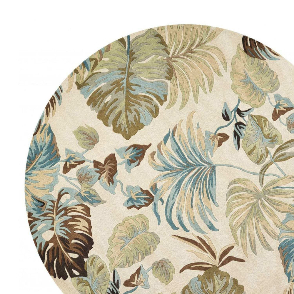 7' Round Wool Ivory Or Blue Area Rug - Homeroots - Flyclothing LLC