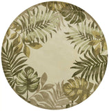 8' Ivory Hand Tufted Bordered Tropical Leaves Round Indoor Area Rug - Homeroots - Flyclothing LLC