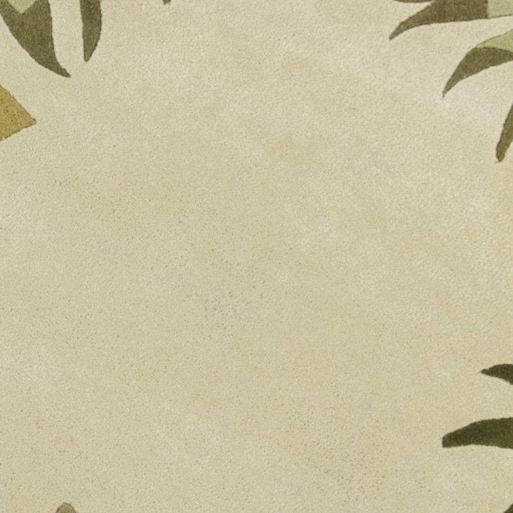 8' Ivory Hand Tufted Bordered Tropical Leaves Round Indoor Area Rug - Homeroots - Flyclothing LLC