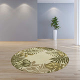8' Ivory Hand Tufted Bordered Tropical Leaves Round Indoor Area Rug - Homeroots - Flyclothing LLC