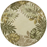 8' Ivory Hand Tufted Bordered Tropical Leaves Round Indoor Area Rug - Homeroots - Flyclothing LLC