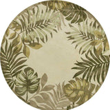 8' Ivory Hand Tufted Bordered Tropical Leaves Round Indoor Area Rug - Homeroots - Flyclothing LLC