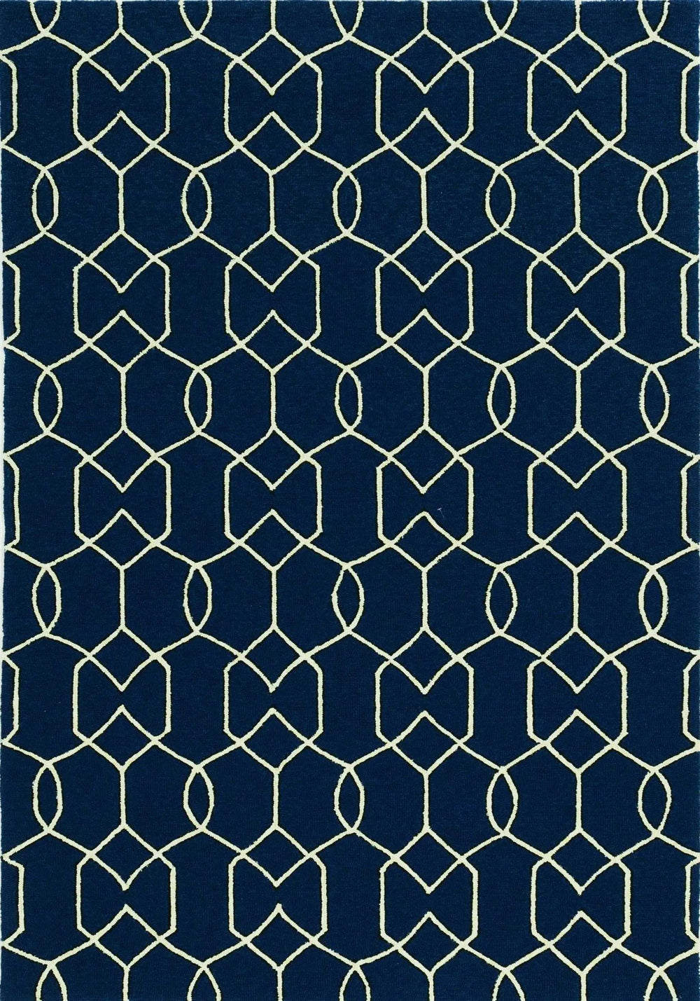 8' X 11' Navy Blue Moroccan Indoor Outdoor Area Rug - Homeroots - Flyclothing LLC