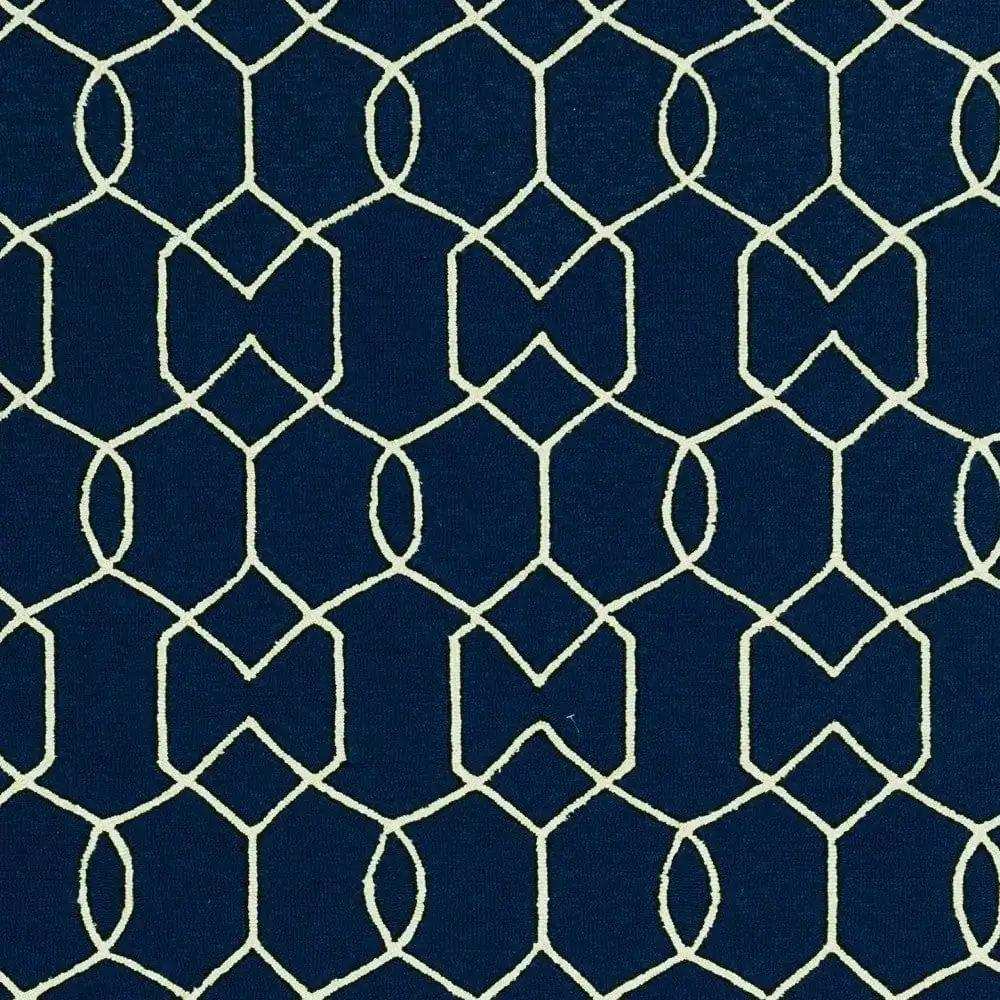 8' X 11' Navy Blue Moroccan Indoor Outdoor Area Rug - Homeroots - Flyclothing LLC