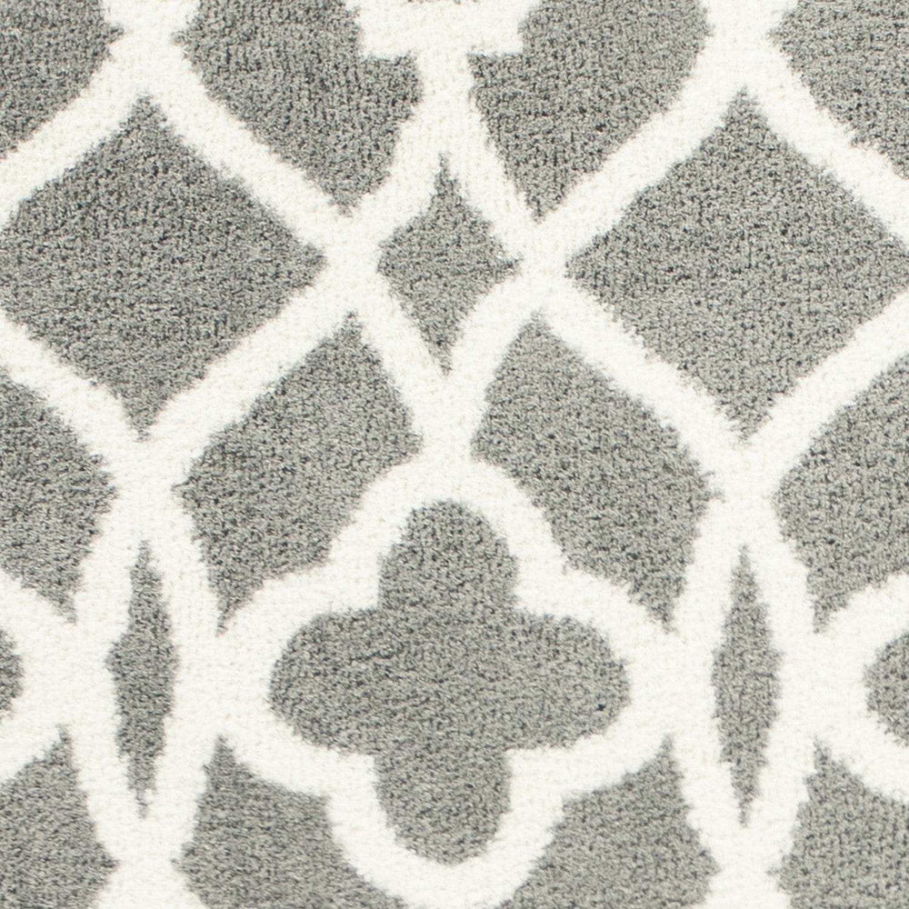 8' X 11' Grey Ivory Machine Woven Ogee Indoor Shag Area Rug - Homeroots - Flyclothing LLC
