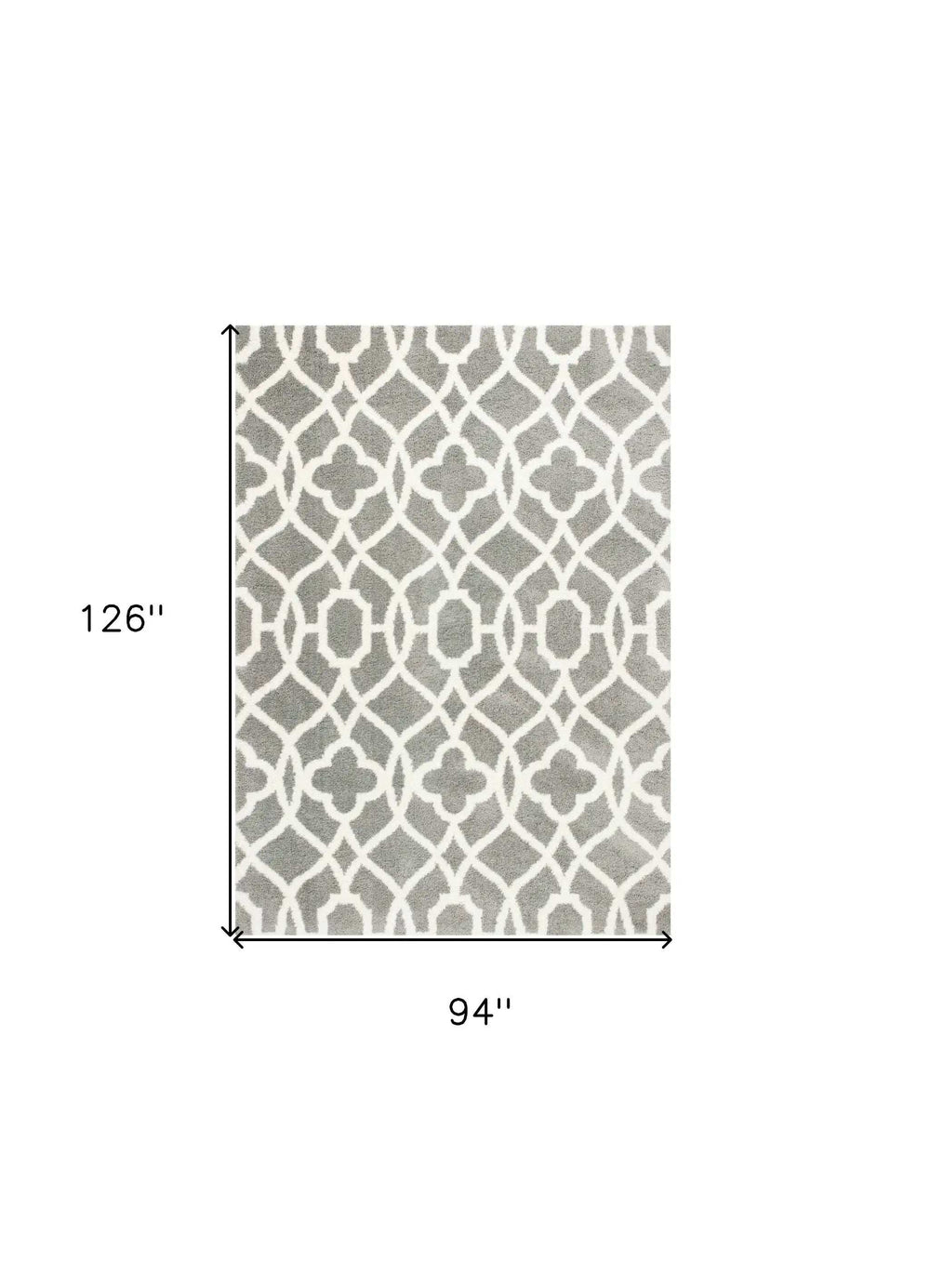 8' X 11' Grey Ivory Machine Woven Ogee Indoor Shag Area Rug - Homeroots - Flyclothing LLC