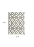 8' X 11' Grey Ivory Machine Woven Ogee Indoor Shag Area Rug - Homeroots - Flyclothing LLC
